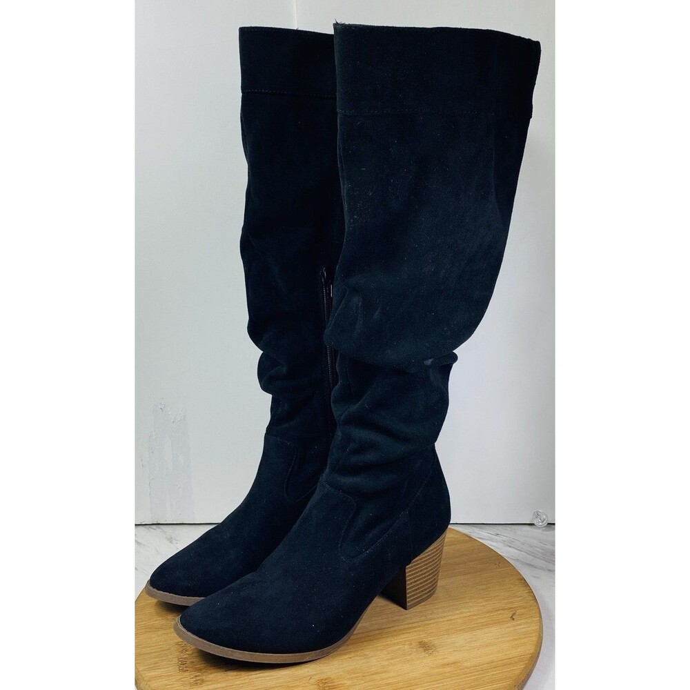 Time and Tru Women's Tall Heeled Slouch Boots, Size 7￼faux Suede
